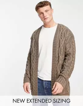 Утяжеленный вязаный кардиган косичного кроя ASOS DESIGN