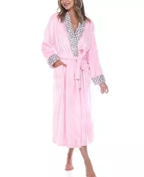 Уютная домашняя одежда больших размеров халат с поясом White Mark, мульти