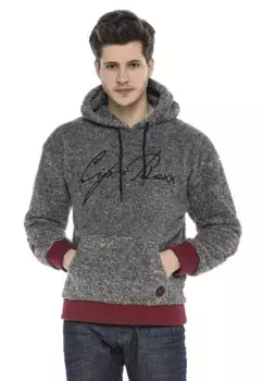 Уютная плюшевая толстовка с капюшоном Cipo & Baxx, серый