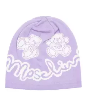 Уютная шапка с абстрактным плюшевым мишкой Moschino, фиолетовый