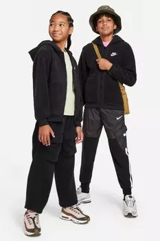 Уютная толстовка борга на молнии с зимней молнией Club Nike, черный