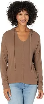 Уютная толстовка с длинными рукавами и начесом в рубчик Mod-o-doc, коричневый