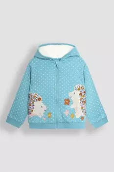 Уютная толстовка с капюшоном из хлопка с аппликацией Jojo Maman Bb, синий