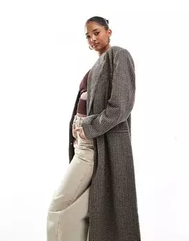 Уютное пальто-букле в клетку ASOS DESIGN