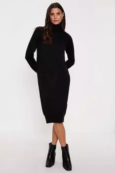 Уютное платье-джемпер миди с высоким воротником и высоким воротником Oasis, черный