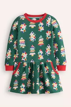 Уютное платье толстовка с принтом Boden, зеленый