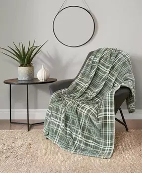 Уютное плюшевое плед Camper в клетку, 50 x 70 дюймов Lucky Brand, зеленый