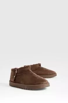Уютные ботинки с молнией boohoo, коричневый