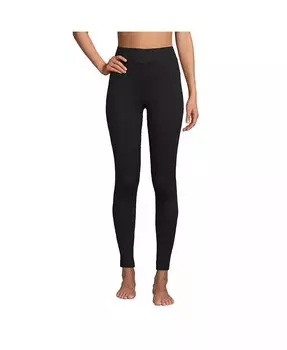 Уютные брюки из термо кожи Petite Baselayer Lands' End, черный