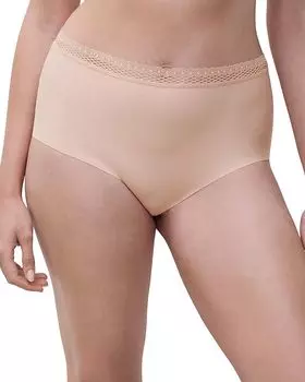 Уютные кружевные трусики-слипы Chantelle, коричневый/бежевый