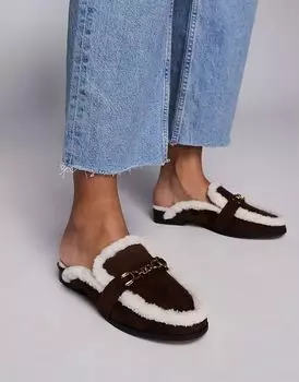 Уютные мюли без спинки темно-коричневого цвета River Island