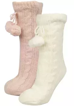 Уютные носки Capelli New York вязаной вязки с помпонами, слоновая кость
