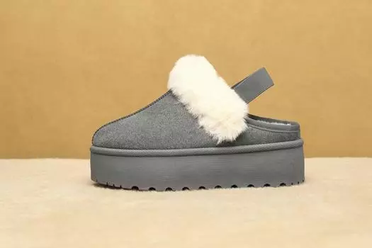 Уютные тапочки на платформе со шнурками IVACHY, серый