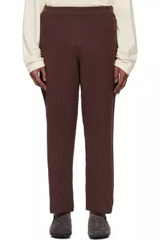 Уютные вязаные спортивные штаны Homme Pliss Issey Miyake, коричневый