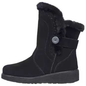 Уютные зимние ботинки женские черные Skechers