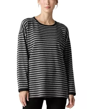 Уютный длинный свободный топ с начесом Eileen Fisher, мультиколор