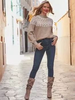 Уютный джемпер fair isle Sosandar, серо-коричневый