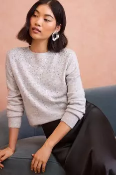 Уютный джемпер с круглым вырезом Love & Roses, серый