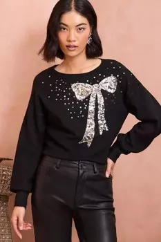 Уютный джемпер с круглым вырезом Love & Roses, черный