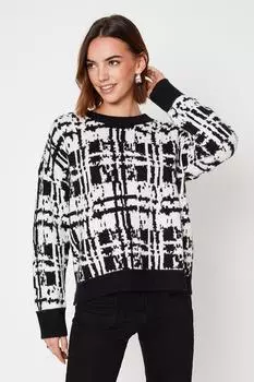 Уютный джемпер в клетку с абстрактной принтом Oasis, мультиколор