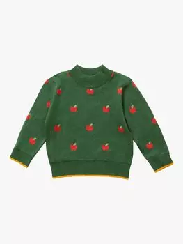 Уютный хлопковый джемпер Baby From One To Other Little Green Radicals, зеленый/красный