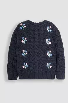 Уютный кардиган с вышитыми косами Jojo Maman Bb, синий