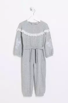 Уютный комбинезон мини для девочки River Island, серый