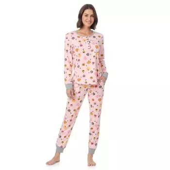 Уютный комплект из пижамного топа с длинными рукавами и пижамных штанов-джоггеров на Хэллоуин Cuddl Duds, цвет blush pumpkins