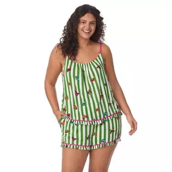 Уютный пижамный комплект из двух предметов: майка и пижамные шорты больших размеров Beauty Sleep Social, цвет flutter away