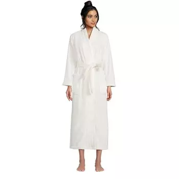 Уютный плюшевый длинный халат с запахом Petite Lands' End, цвет Ivory