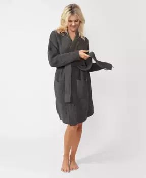 Уютный ребристый кардиган-халат SUNDAY CITIZEN, серый