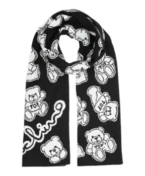 Уютный шерстяной шарф в виде мишки Тедди Moschino, черный