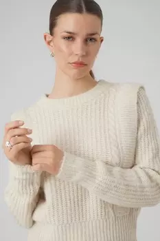 Уютный свитер косой вязки Vero Moda, бежевый