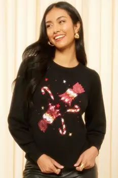 Уютный свитер с круглым вырезом с рождественскими мотивами Friends Like These, черный