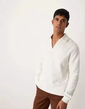 Уютный топ-поло с длинными рукавами в оттенке белого — эксклюзивно для ASOS Calvin Klein Jeans