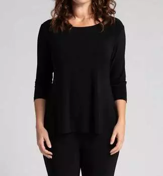 Уютный топ с короткими рукавами и застежкой-молнией черного цвета Sympli