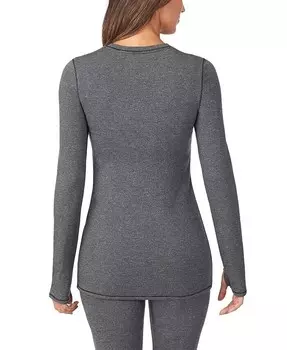 Уютный топ с круглым вырезом Petite с длинными рукавами Cuddl Duds, черный