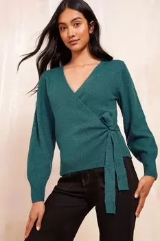 Уютный вязаный кардиган с завязками Friends Like These, зеленый