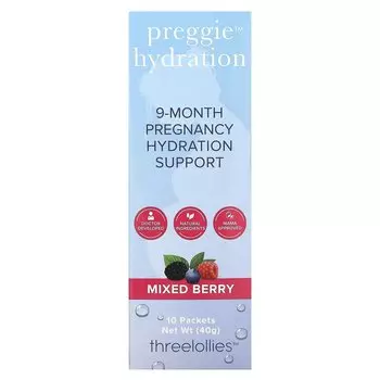 Увлажнение, ягодная смесь, 10 пакетов по 0,14 унции (4 г) каждый Preggie