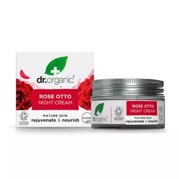 Увлажняет и регенерирует кожу в ночное время Crema Noche Facial Natural Hidratante De Rose Otto Dr. Organic, 50 ml