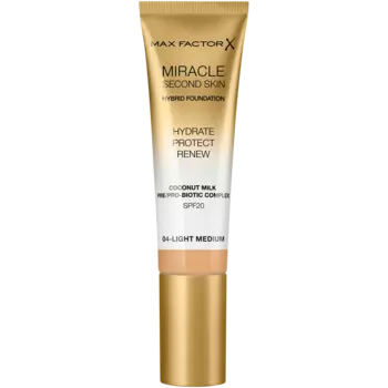 Увлажняющая основа для лица spf20 легкая средняя 04 Max Factor Miracle Second Skin, 30 мл