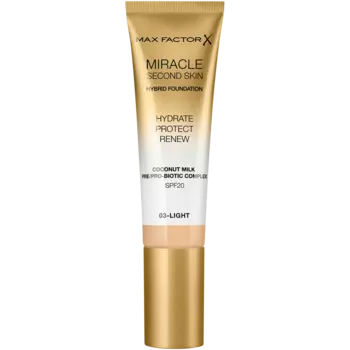 Увлажняющая тональная основа для лица легкая 03 Max Factor Miracle Second Skin, 30 мл