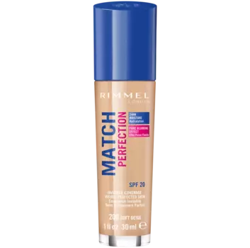 Увлажняющая тональная основа для лица нежно-бежевая 200 Rimmel Match Perfection, 30 мл