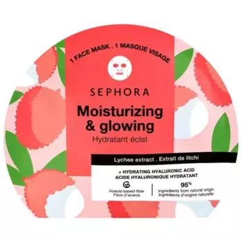 Увлажняющие маски для лица с гиалуроновой кислотой Sephora Collection, цвет lychee