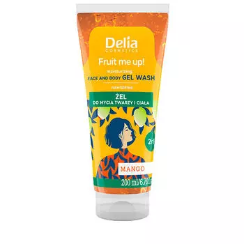 Увлажняющий гель для умывания лица и тела манго, 200 мл Delia Fruit me up!