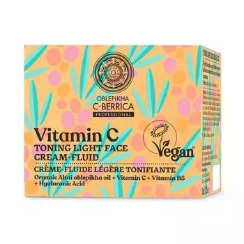 Увлажняющий крем для ухода за лицом Oblepikha berrica fluido tono light cream vitamin c Natura siberica, 50 мл