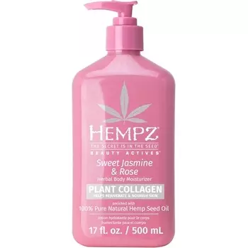 Увлажняющий травяной крем для тела с экстрактом сладкого жасмина и розы, коллагеновый, для унисекс Hempz