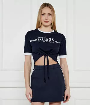Узел на футболке Cropped fit Guess Active, синий