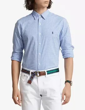 Узкая эластичная рубашка в стиле поп с длинными рукавами Polo Ralph Lauren, синий
