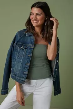 Узкая блузка-бандо Next, зеленый